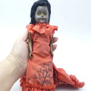 Antique 1930s African American Girl Doll With Slee